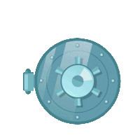 a cartoon illustration of a safe filled with coins and bills with the words billion dollar vault token bdvt