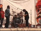 a drum set that says phillips on the front