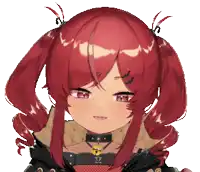 a girl with red hair and pigtails is wearing a black jacket