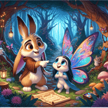 a rabbit and a fairy are standing next to each other