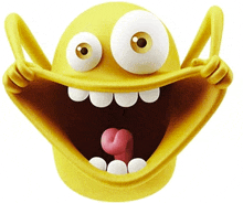 a yellow cartoon character with a big smile on his face