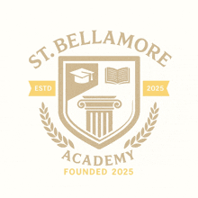 a logo for st. bellamore academy is displayed on a white background