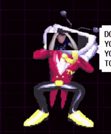 a pixel art of a person with a speech bubble that says do you