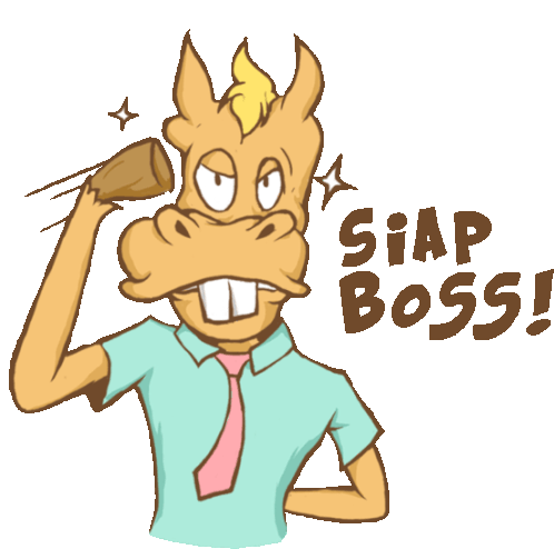 Daku Salutes With Caption Ready Boss In Indonesian Sticker - Horse Salute Yes Sir Stickers