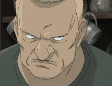 a cartoon of a man with a very angry face