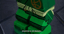 a group of lego characters standing next to each other with the words should be an old obstacle written below them