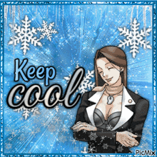 a picture of a woman with the words " keep cool " on it