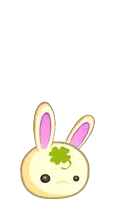 a cartoon bunny with a green clover on its face
