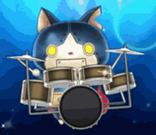 Robonyan Yo Kai Watch GIF - Robonyan Yo Kai Watch Drums GIFs