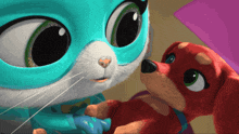 a cat and a dog are looking at each other in a cartoon