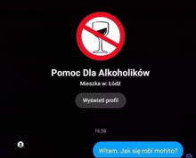 a screenshot of a text message that says pomoc dla alkoholików