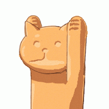 a cartoon drawing of a cat with its paws in the air