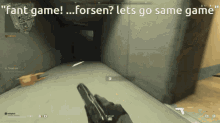 a screenshot of a video game with the words " fant game forsen lets go same game " at the top