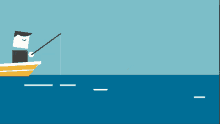 a cartoon of a man in a boat with the words " i don t know wh " below him