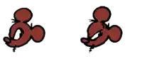 a drawing of a mouse with a female face and a male face