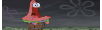 patrick star from spongebob squarepants sitting on a barrel