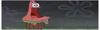 patrick star from spongebob squarepants sitting on a barrel