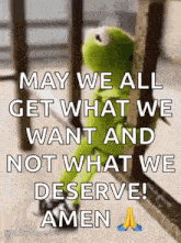 a kermit the frog is sitting on a window sill with a quote on it