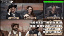 a screenshot of wildcards showing a cowboy talking to a woman