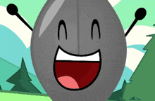 a cartoon drawing of a ball with a face and a smile