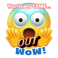 a surprised smiley face with the words " you finally came out wow "