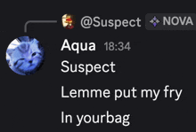 a screenshot of a chat between aqua and suspect