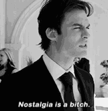 Nostalgia Is A Bitch Cant Sleep Without You GIF - Nostalgia Is A Bitch Cant Sleep Without You Suit And Tie GIFs