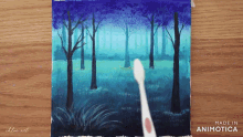 a toothbrush is being used to clean a painting that was made in animatica