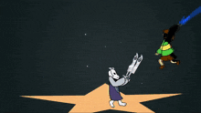 a cartoon of a girl holding a sword with a blue light coming out of it