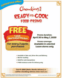 chowking marinated chicken ready to cook free marinated chicken promotion chowking