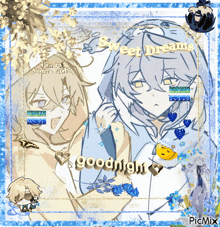 a picture of two anime characters with the words sweet dreams goodnight on the bottom