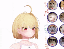 a girl with blonde hair is surrounded by circles of cats with the letters infj written in red