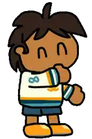 a cartoon character has the number 8 on his shirt and shorts