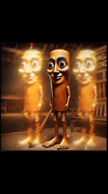 a cartoon character is standing in front of a sign that says " hong kong "