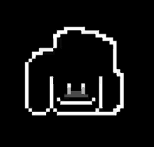 a pixel art drawing of a dog 's face on a black background