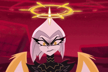 a cartoon character has a halo around her head