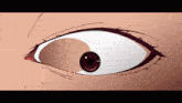 a close up of a person 's eye with a red pupil