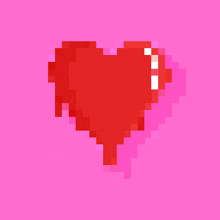 a pixel art of a red heart with blood dripping from it