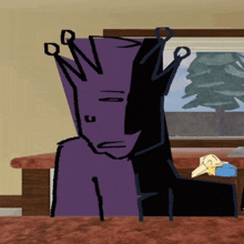 a cartoon drawing of a man with a crown on his head and a woman laying on a couch
