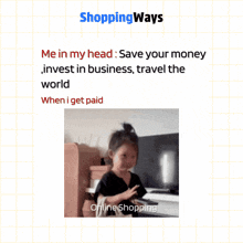 a shopping ways ad with a picture of a child