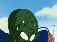 a close up of a cartoon character 's face with tears coming out of it