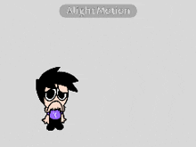 a cartoon character with a purple shirt and black hair is being animated by alight motion