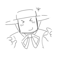 a drawing of a man wearing a hat and tie