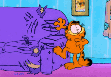 Scratching Couch Garfield GIF