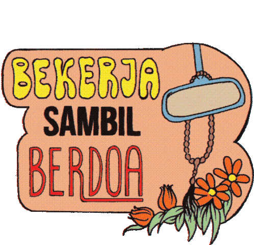 A Praying Bead Hanging On A Rearview Mirror With The Text Pray While You Work Sticker - Moms Prayerson The Road Bekerja Sambil Berdoa Flowers Stickers