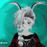 a drawing of a girl with bunny ears and a braided ponytail with a caption that says capcut