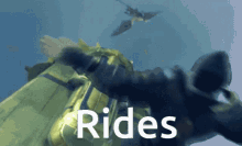 the word rides that is on a graphic