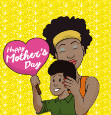 a happy mother 's day greeting card with a woman and child