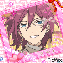 a picture of a boy with glasses and the words love love love written on it
