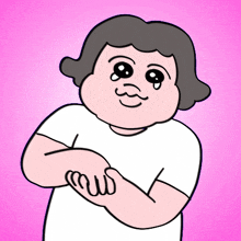 a cartoon drawing of a person with their arms crossed and a crying face